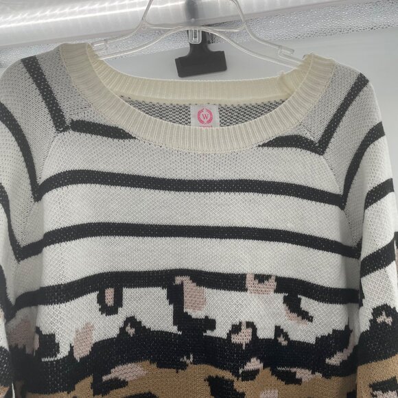 Wanna B Women's Cheetah Print Pullover Sweater Long Sleeve Size Large - Picture 2 of 9
